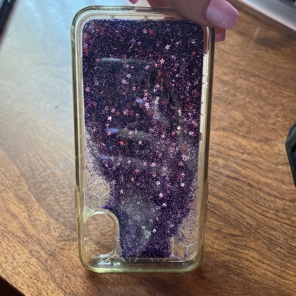 iPhone 10 / iPhone X Purple glitter waterfall case - Picture 2 of 2